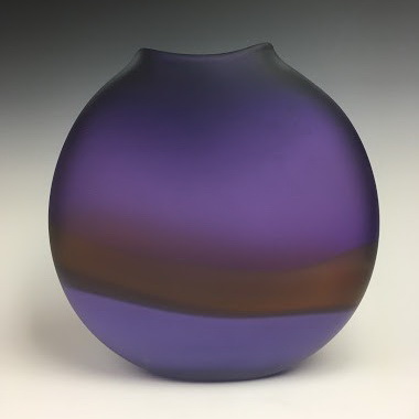 Frosted Large Smarty Vase (Dark-Light Purple Mauve) by Lisa Samphire at The Avenue Gallery, a contemporary fine art gallery in Victoria, BC, Canada.