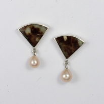 Picasso Jasper and Freshwater Pearl Earrings by Brenda Roy at The Avenue Gallery, a contemporary fine art gallery in Victoria, BC, Canada.