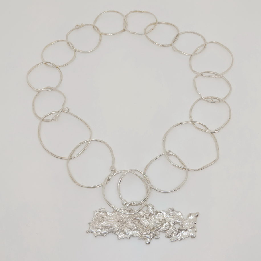 Reticulated Silver Links Necklace by Barbara Adams at The Avenue Gallery, a contemporary fine art gallery in Victoria, BC, Canada.