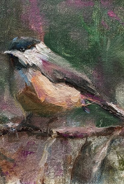 Chickadee Dee Dee by Tanya Bone at The Avenue Gallery, a contemporary fine art gallery in Victoria, BC, Canada.