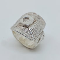Textured Ring with Cubic Zirconia by Veronica Stewart at The Avenue Gallery, a contemporary fine art gallery in Victoria, BC, Canada.