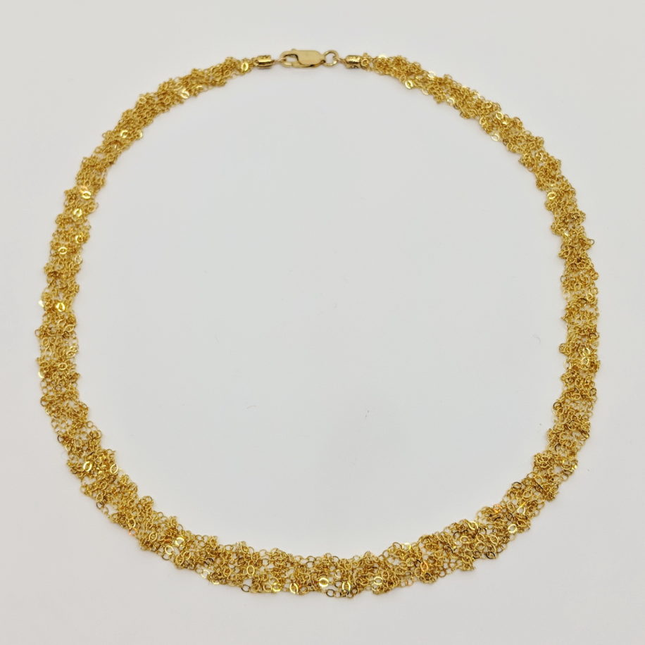 Gold-Fill Knitted Chain Necklace by Veronica Stewart at The Avenue Gallery, a contemporary fine art gallery in Victoria, BC, Canada.
