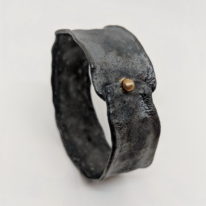 Oxidised Silver Bangle with Gold Ball by Barbara Adams at The Avenue Gallery, a contemporary fine art gallery in Victoria, BC, Canada.