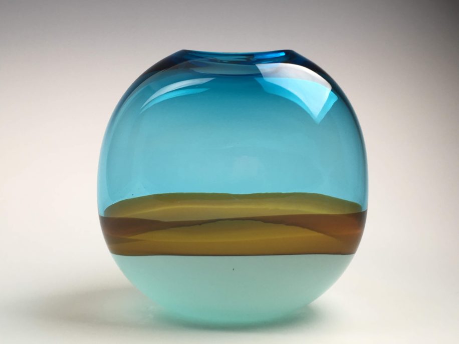 Landscape Vase (Copper Blue, Celedon) by Lisa Samphire at The Avenue Gallery, a contemporary fine art gallery in Victoria, BC, Canada