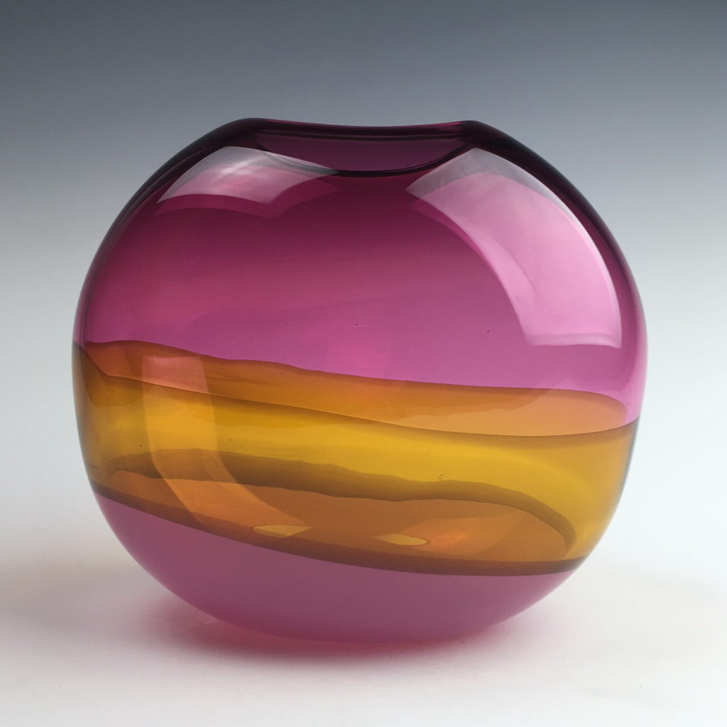 Abstract Landscape Vase (Pink/Amber/Purple) by Lisa Samphire at The Avenue Gallery, a contemporary fine art gallery in Victoria, BC, Canada