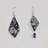 Pinolith and Amethyst Earrings by Brenda Roy at The Avenue Gallery, a contemporary fine art gallery in Victoria, BC, Canada