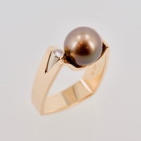 18kt. Peach & White Gold Tahitian Pearl & Diamond Ring by Bayot Heer at The Avenue Gallery, a contemporary fine art gallery in Victoria, BC, Canada.