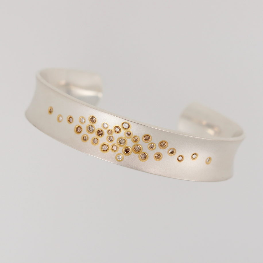 Silver Bracelet with Champagne Diamonds by Bayot Heer at The Avenue Gallery, a contemporary fine art gallery in Victoria, BC, Canada.