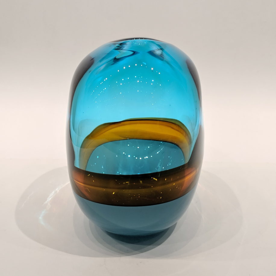 Abstract Landscape Vase (Copper Blue, Sargasso) by Lisa Samphire at The Avenue Gallery, a contemporary fine art gallery in Victoria, BC, Canada.