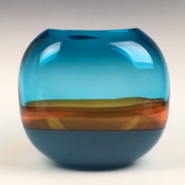 Abstract Landscape Vase (Copper Blue, Sargasso) by Lisa Samphire at The Avenue Gallery, a contemporary fine art gallery in Victoria, BC, Canada.