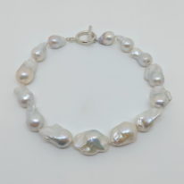 Large Freshwater Baroque Pearl Necklace with Large Sterling Silver Toggle by Val Nunns at The Avenue Gallery, a contemporary fine art gallery in Victoria, BC, Canada.