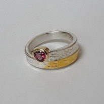 Rhodolite Drop Ring by Andrea Roberts at The Avenue Gallery, a contemporary fine art gallery in Victoria, BC, Canada.