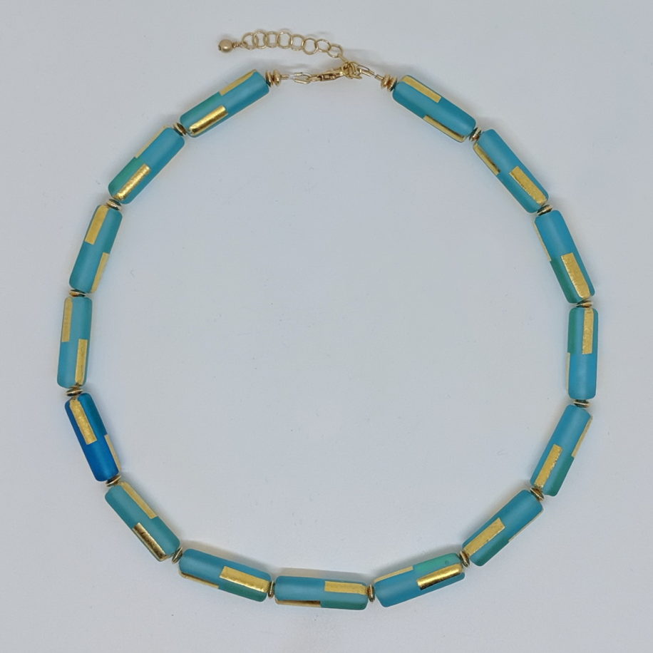 Gold Line Necklace (Blue) by Minori Takagi at The Avenue Gallery, a contemporary fine art gallery in Victoria, BC, Canada.