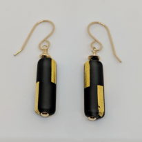 Gold Line Earrings (Black) by Minori Takagi at The Avenue Gallery, a contemporary fine art gallery in Victoria, BC, Canada.