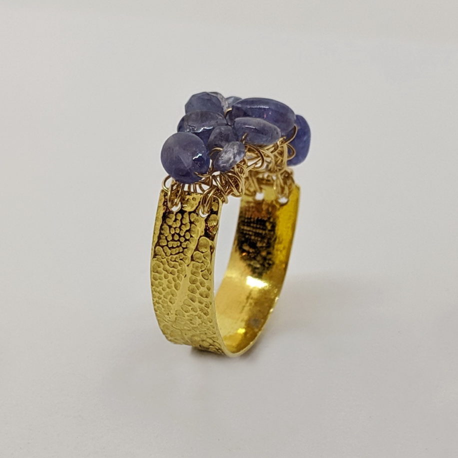 22kt. Gold Ring with Tanzanite & 18kt. Gold Wire Crochet by Veronica Stewart at The Avenue Gallery, a contemporary fine art gallery in Victoria, BC, Canada.