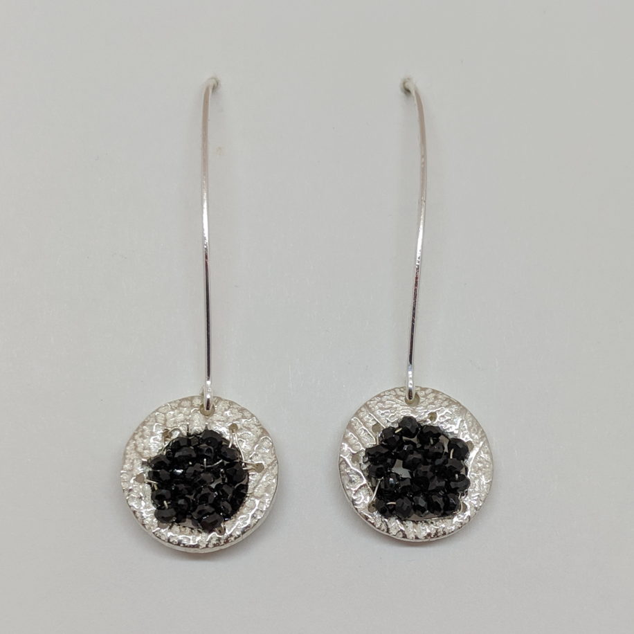Fine Silver Earrings with Onyx by Veronica Stewart at The Avenue Gallery, a contemporary fine art gallery in Victoria, BC, Canada.