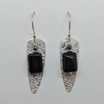 Medium Textured Shield Earrings with Onyx by Veronica Stewart at The Avenue Gallery, a contemporary fine art gallery in Victoria, BC, Canada.