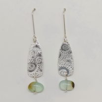 Medium Textured Shield Earrings with Peruvian Opal by Veronica Stewart at The Avenue Gallery, a contemporary art gallery in Victoria BC., Canada