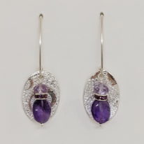 Medium Textured Oval Earrings with Amethyst by Veronica Stewart at The Avenue Gallery, a contemporary fine art gallery in Victoria, BC, Canada.