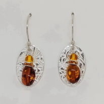 Medium Textured Oval Earrings with Amber by Veronica Stewart at The Avenue Gallery, a contemporary fine art gallery in Victoria, BC, Canada.