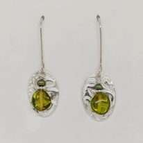 Small Textured Oval Earrings with Green Amber by Veronica Stewart at The Avenue Gallery, a contemporary fine art gallery in Victoria, BC, Canada.