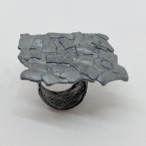 Oxidized Silver Ring with Decorative Top by Barbara Adams at The Avenue Gallery, a contemporary fine art gallery in Victoria, BC, Canada.