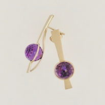 White Gold Earrings with Amethyst Spheres by Bayot Heer at The Avenue Gallery, a contemporary fine art gallery in Victoria, BC, Canada.