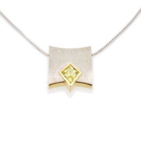 White & Yellow Gold Pendant with Chrysoberyl and Diamonds by Bayot Heer at The Avenue Gallery, a contemporary fine art gallery in Victoria, BC, Canada.