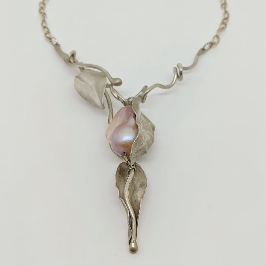 Argentium Silver & Baroque Pearl Necklace by Darlene Letendre at The Avenue Gallery, a contemporary fine art gallery in Victoria, BC, Canada.