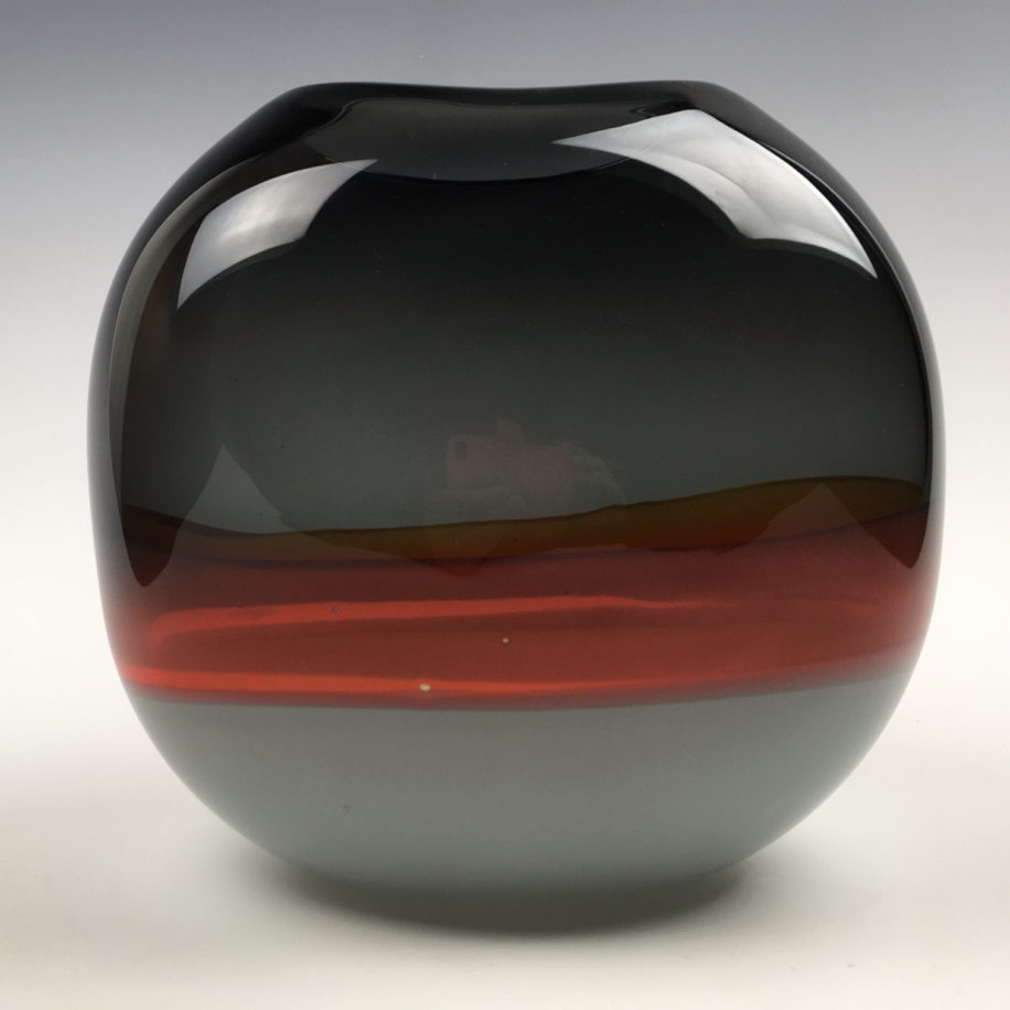 Abstract Landscape Vase (Grey, Orange) by Lisa Samphire at The Avenue Gallery, a contemporary fine art gallery in Victoria, BC, Canada.