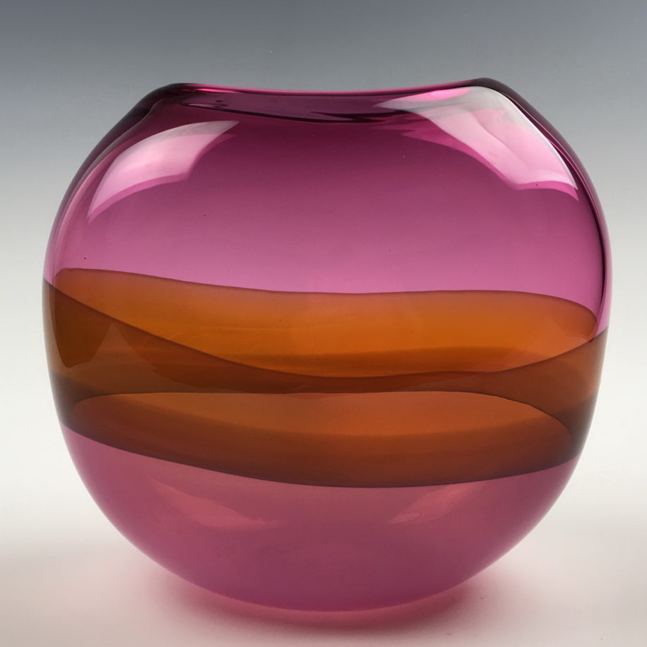 Abstract Landscape Vase (Cranberry, Pink) by Lisa Samphire at The Avenue Gallery, a contemporary fine art gallery in Victoria, BC, Canada.