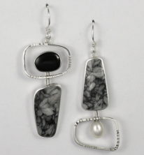 Pinolith, Black Jade & Pearl Earrings by Brenda Roy at The Avenue Gallery, a contemporary fine art gallery in Victoria, BC, Canada.
