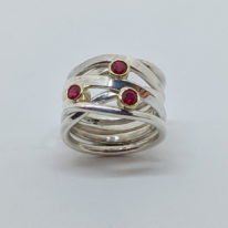 Onefooter Sterling Silver Ring with Rhodolite Garnet by Dorothée Rosen at The Avenue Gallery, a contemporary fine art gallery in Victoria, BC, Canada.