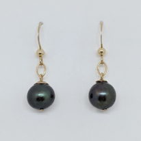 Charcoal Freshwater Pearl Earrings with 14kt. Gold by Val Nunns at The Avenue Gallery, a contemporary fine art gallery in Victoria, BC, Canada.