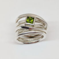 Onefooter Sterling Silver Ring with Princess Cut Tourmaline by Dorothée Rosen at The Avenue Gallery, a contemporary art gallery in Victoria BC., Canada