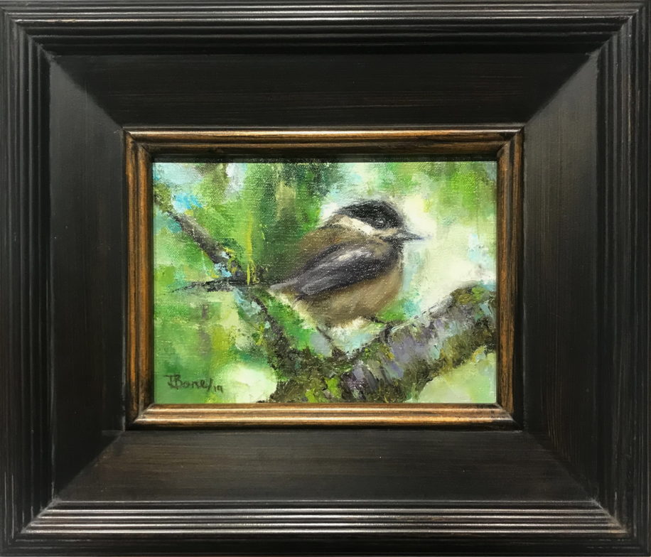 Chickadee's Chair by Tanya Bone at The Avenue Gallery, a contemporary fine art gallery in Victoria, BC, Canada.