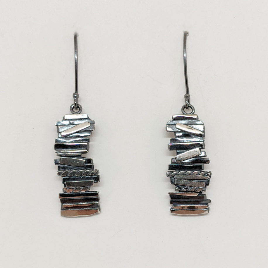 Short Horizontal Rectangle Antique Bark Earrings by A & R Jewellery at ...