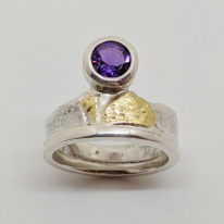 Silver, Gold & Amethyst Ring by Andrea Russell at The Avenue Gallery, a contemporary fine art gallery in Victoria, BC, Canada.