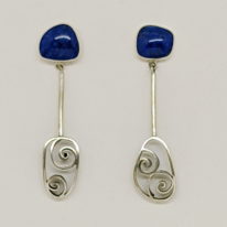 Spiral and Lapis Earrings by Brenda Roy at The Avenue Gallery, a contemporary art gallery in Victoria BC, Canada.
