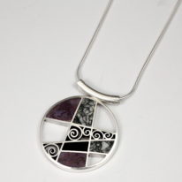 Inlay Spiral Pendant by Brenda Roy at The Avenue Gallery, a contemporary art gallery in Victoria BC, Canada.