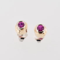 Gold Stud Earrings with Pink Sapphires by Bayot Heer at The Avenue Gallery, a contemporary fine art gallery in Victoria, BC, Canada.