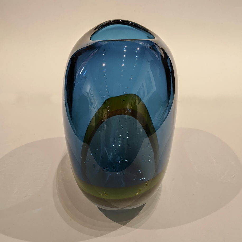 Abstract Landscape Vase (Steel Blue/Grey) by Lisa Samphire at The Avenue Gallery, a contemporary fine art gallery in Victoria, BC, Canada.