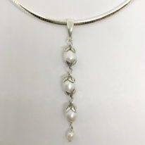 Sterling Silver Pendant with Freshwater Pearls and Omega Chain by Val Nunns at The Avenue Gallery, a contemporary fine art gallery in Victoria, BC, Canada.