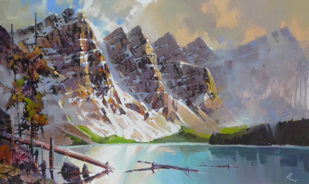 Moraine Lake by Bi Yuan Cheng at The Avenue Gallery, a contemporary fine art gallery in Victoria, BC, Canada.