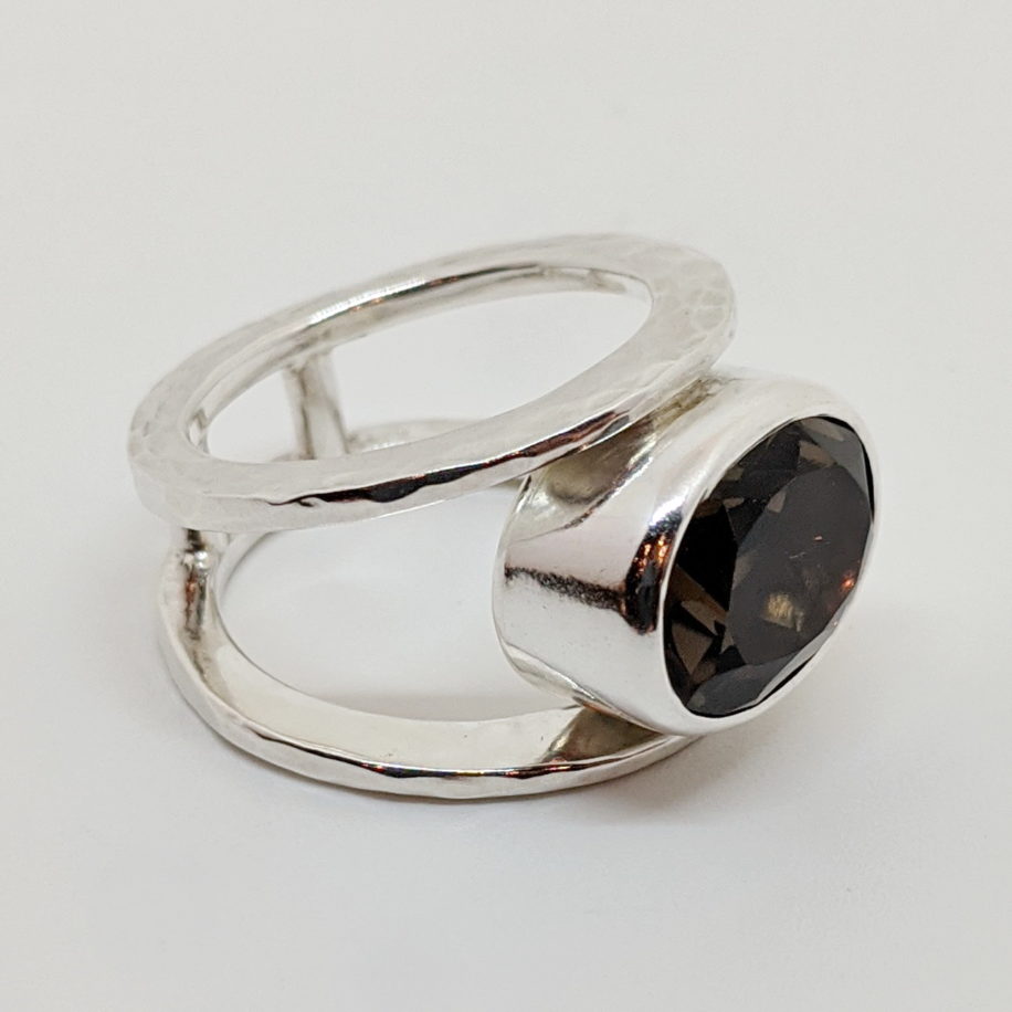 Double Round Ring with Smoky Quartz by A & R Jewellery at The Avenue Gallery, a contemporary fine art gallery in Victoria, BC, Canada.