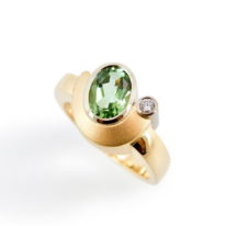 18kt. Yellow & White Gold Ring with Green Tourmaline & Diamond by Bayot Heer at The Avenue Gallery, a contemporary fine art gallery in Victoria, BC, Canada.
