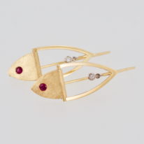 18kt. Yellow & White Gold Earrings with Rubies & Diamonds at The Avenue Gallery, a contemporary fine art gallery in Victoria, BC, Canada.