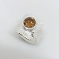 Textured Ring with Champagne Cubic Zirconia by Veronica Stewart at The Avenue Gallery, a contemporary fine art gallery in Victoria, BC, Canada.