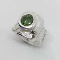 Textured Ring with Green Cubic Zirconia by Veronica Stewart at The Avenue Gallery, a contemporary fine art gallery in Victoria, BC, Canada.