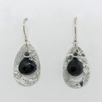Teardrop Textured Earrings with Onyx (Large) by Veronica Stewart at The Avenue Gallery, a contemporary fine art gallery in Victoria, BC, Canada.
